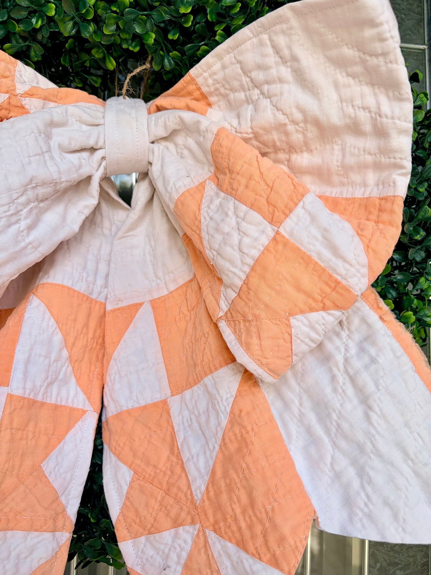 Peach and Yellow Quilted Spring Bow