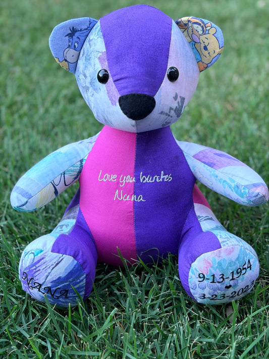 Custom Memory Bear Made From Clothes | Handmade Keepsake Teddy Bear