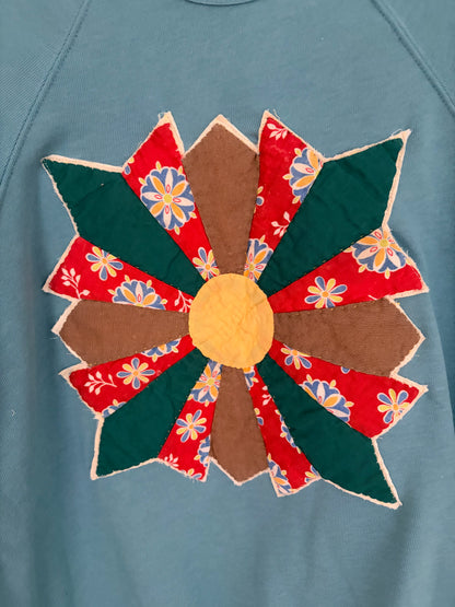 Teal Blue Oversized Cozy Applique Sweatshirt