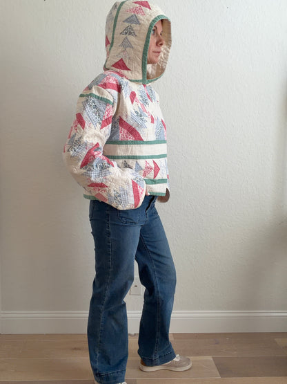 Handmade Patchwork Hoodie | One of a Kind Vintage Quilt Hoodie