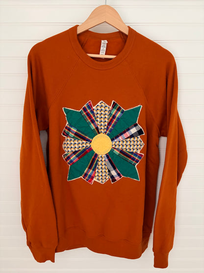 Burnt Orange Oversized Cozy Applique Sweatshirt