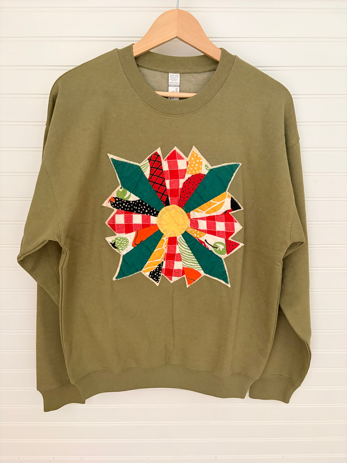 Olive Green Oversized Cozy Applique Sweatshirt