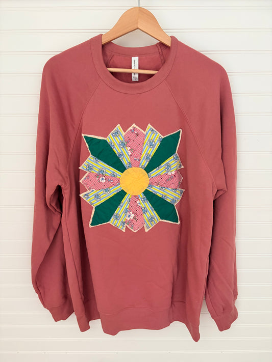Mauve Oversized Cozy Applique Sweatshirt