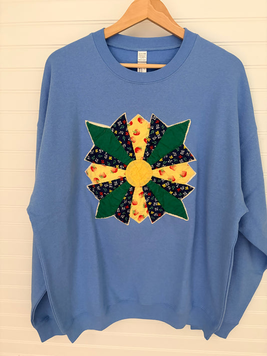 Light Blue Oversized Cozy Applique Sweatshirt