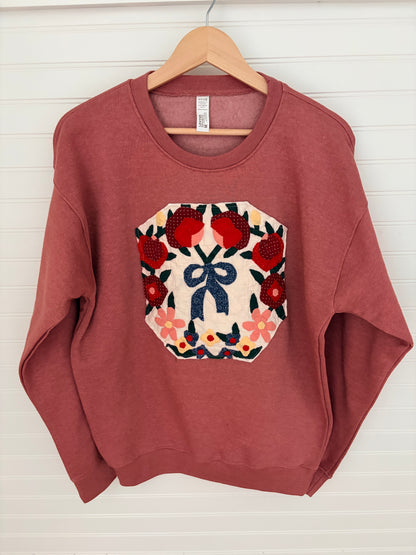 Mauve Oversized Cozy Applique Sweatshirt
