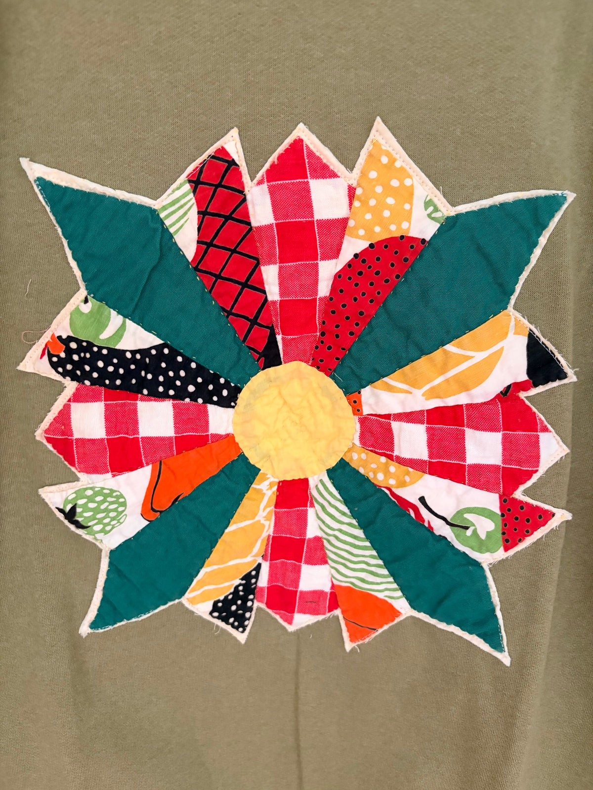 Olive Green Oversized Cozy Applique Sweatshirt