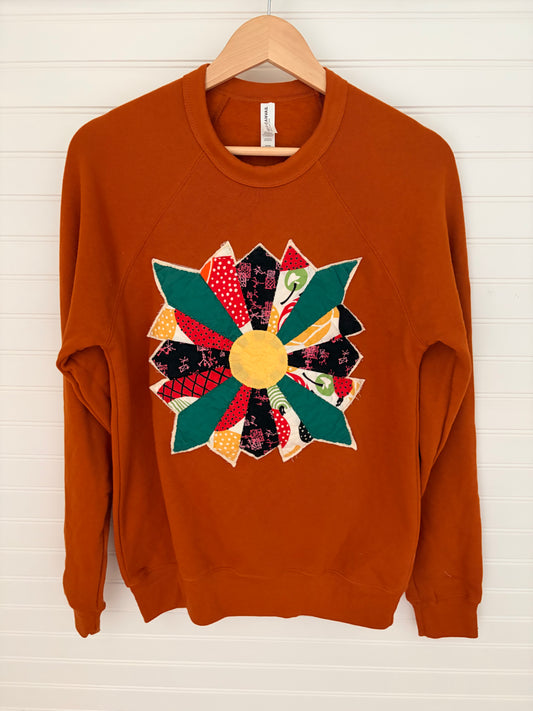 Burnt Orange Oversized Cozy Applique Sweatshirt