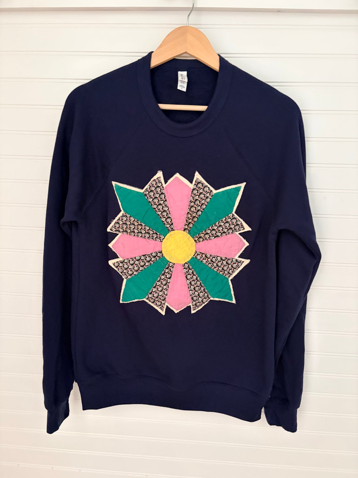 Navy Blue Oversized Cozy Applique Sweatshirt