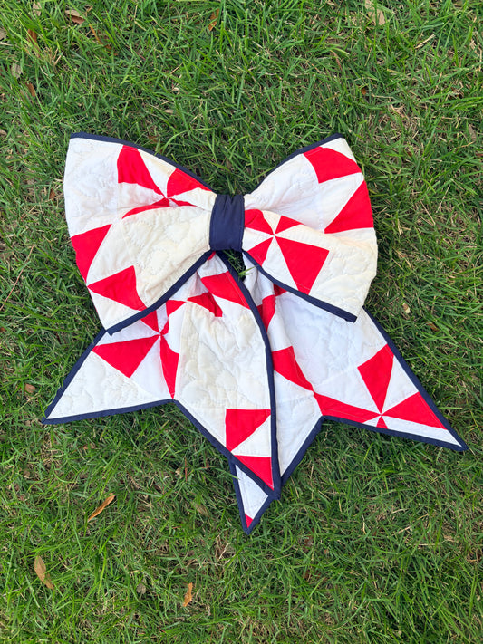 Red & White Quilted Bow
