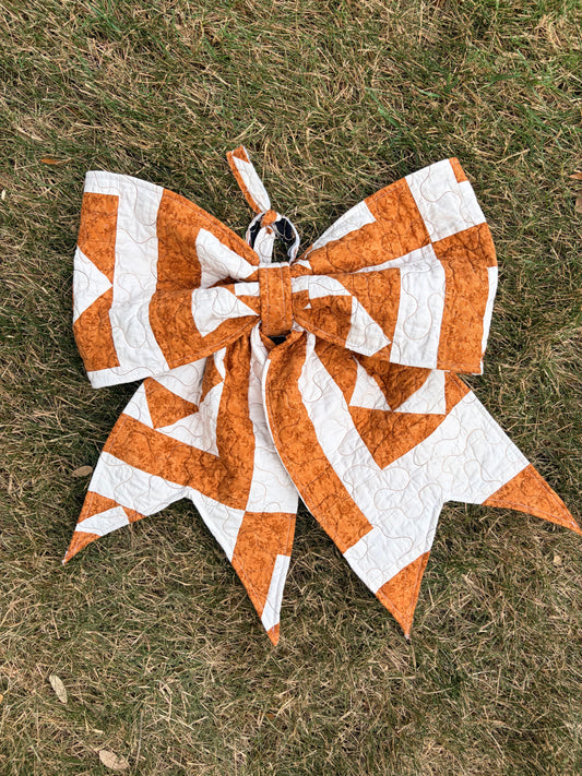 Brown and White Vintage Quilt Bow Wall Decor