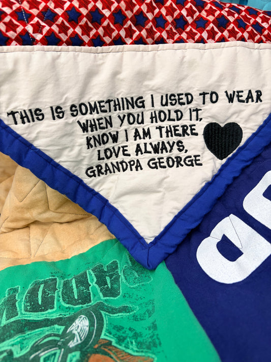 Custom embroidery for quilt and keepsakes - ADD ON