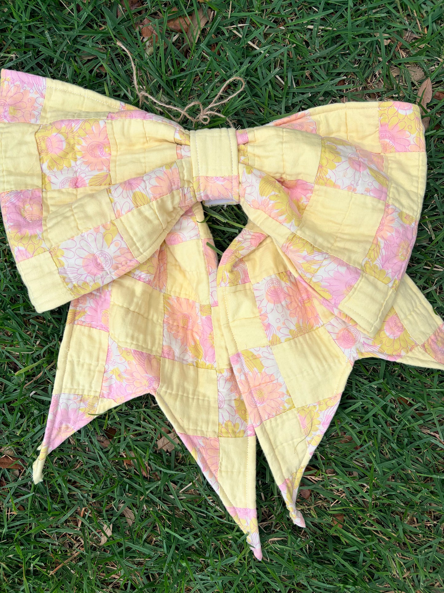 Peach and Yellow Quilted Spring Bow