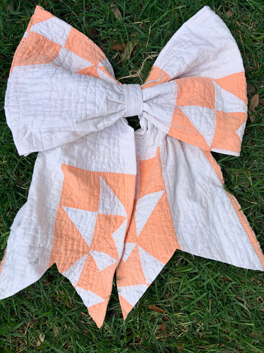 Peach and Yellow Quilted Spring Bow
