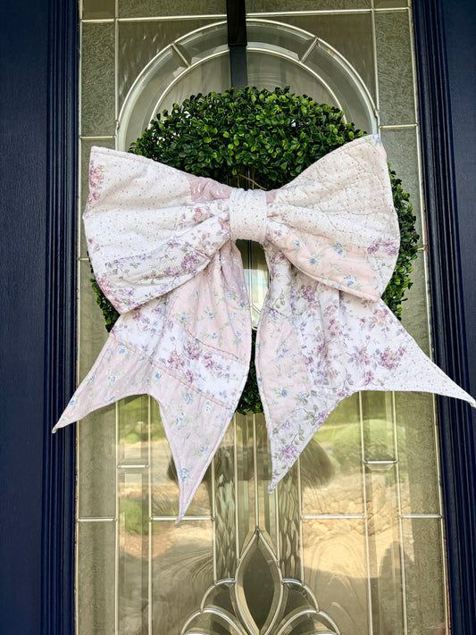 White & Purple Quilted Bow