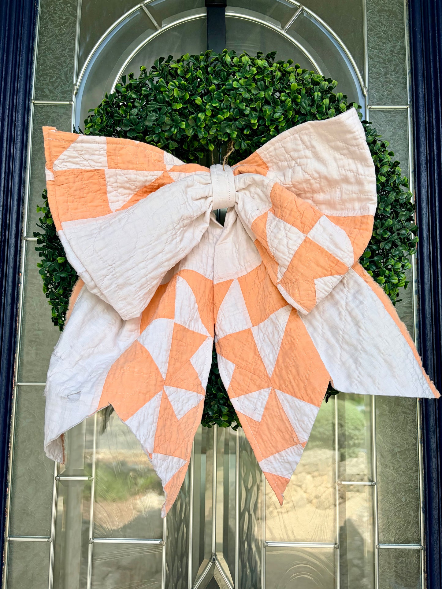 Peach and Yellow Quilted Spring Bow