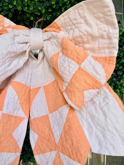Peach and Yellow Quilted Spring Bow