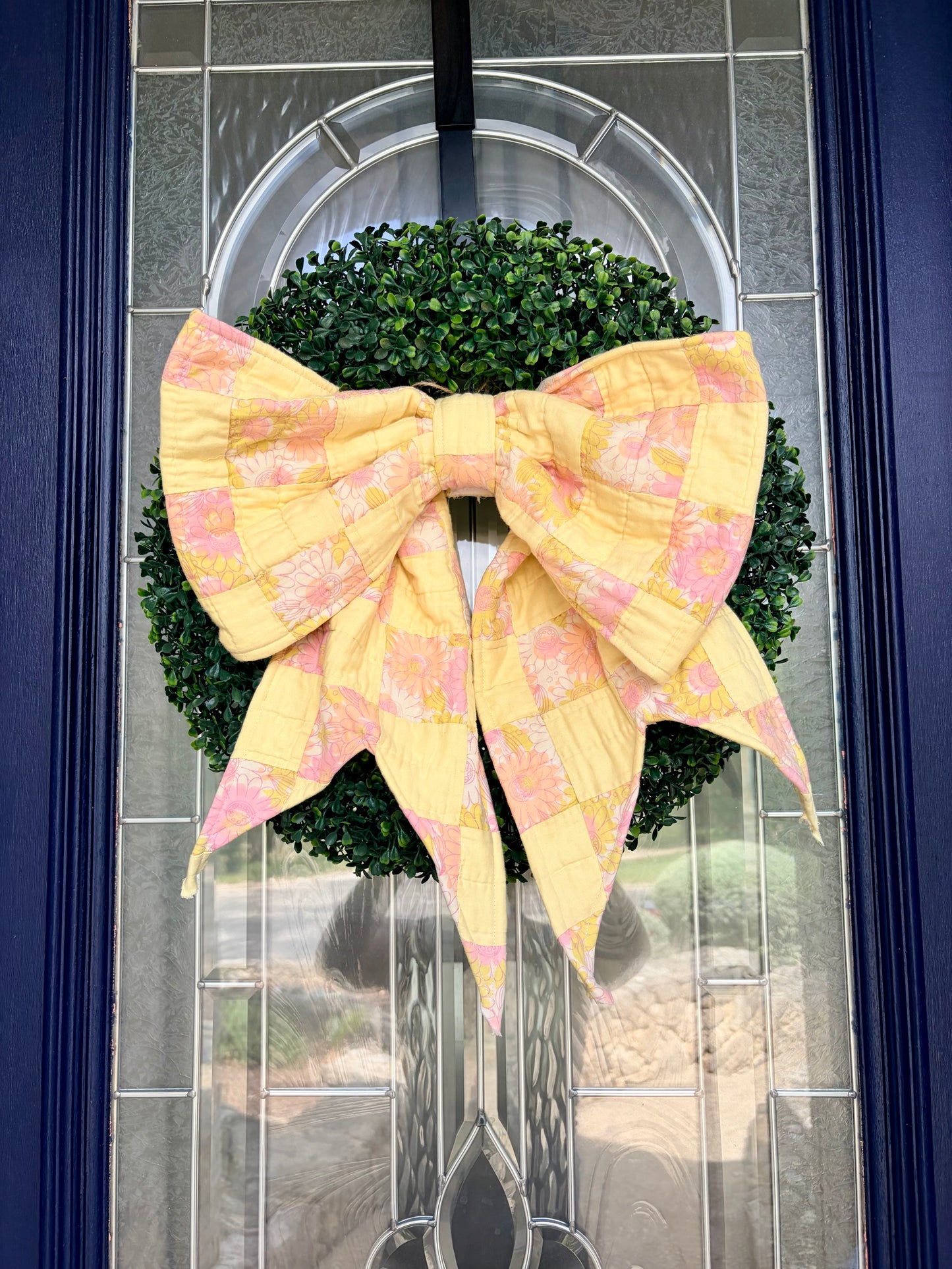 Peach and Yellow Quilted Spring Bow