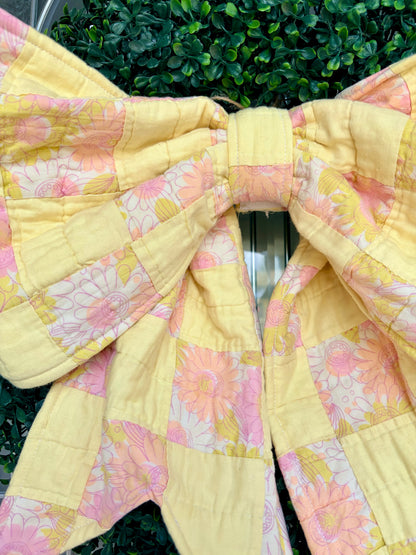 Peach and Yellow Quilted Spring Bow
