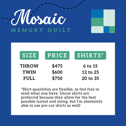 Mosaic Memory Quilt Deposit - ALL SIZES