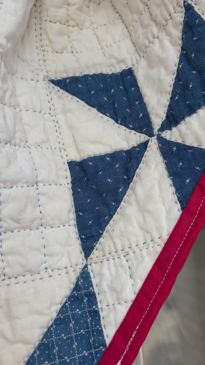 Blue & White Quilted Bow